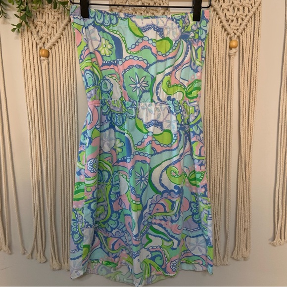 LILLY PULITZER Windsor Strapless Dress Multi Conch Republic 100% Cotton Small - Picture 6 of 13